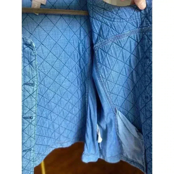 Chicos Quilted Denim Jacket Button Up Cottagecore Cozy Gorpcore Granola Fall Y2K - Picture 8 of 11